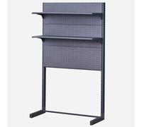 WIGING Présentoir À Panneau Perforé, Gondole en Acier avec Deux Étagères Réglables, Rayonnage De Vente À Gondole Présentoir Mural pour Épicerie(Black,92x39x186cm)