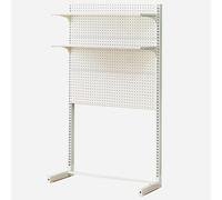 WIGING Présentoir À Panneau Perforé, Gondole en Acier avec Deux Étagères Réglables, Rayonnage De Vente À Gondole Présentoir Mural pour Épicerie(White,92x39x165cm)
