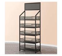 WIGING Présentoir À Snacks Présentoir avec 15 Crochets Étagères De Présentation pour Magasin Maison Cuisine Organiseur De Magasin Plateau De Présentation pour Patates Douces(Black,50x27x165cm)