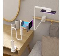 wigmoa LA-5 Support de téléphone magnétique en col de cygne pour lit et bureau, rotation à 360°, compatible avec iPhone 16/15/14 Pro Max, idéal pour le streaming et le zoom (blanc)