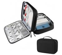 wigmoa Organiseur de voyage étanche à double couche pour accessoires électroniques, grand étui antichoc pour cordons, tablettes, banques d'alimentation MT-Y, Noir , Organiseur électronique de voyage