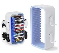 wigmoa OYO-1【40 cm】 Tour de rangement compatible avec PS5/Xbox Series S et X/Switch, organisateur universel de disques de jeux vidéo 18 pièces avec support de 4 manettes, support de boîte de disque de