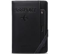 wigmoa Y7-Y Porte-passeport de voyage multifonction avec blocage RFID, organiseur de cartes amovible, étui antivol pour documents de voyage., Noir , 6.1"D x 4.3"W x 0.7"H, FID Porte-passeport