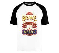 Wigoro I am Brave - Greatest Showman Unisexe Hommes Femmes Baseball T-Shirt Blanc Manches Courtes Unisex Baseball T-Shirt