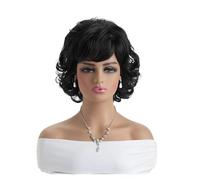 Wigs Natural Synthetic Short Curly Black For Women 10 Inch Daily Party Hair(Black)
