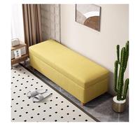 WIGSELBL Banc de rangement en lin pour chambre à coucher, long coffre de rangement, banc ottoman moderne du milieu du siècle pour le salon (jaune, 120 cm)