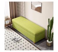 WIGSELBL Banc de rangement en lin pour chambre à coucher, long coffre de rangement, banc ottoman moderne du milieu du siècle pour le salon (vert, 100 cm)