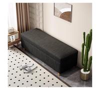 WIGSELBL Banc de rangement en lin pour chambre à coucher, long coffre de rangement, repose-pieds avec rangement, banc ottoman moderne du milieu du siècle pour le salon (Néro, 120 cm)