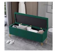 WIGSELBL Banc de rangement en velours avec compartiment de rangement caché, banc de rangement rembourré extra long avec pieds dorés (vert, 80 cm)
