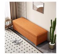 WIGSELBL Banc ottoman de rangement du milieu du siècle en lin, long coffre de rangement, repose-pieds avec rangement, banc ottoman moderne du milieu du siècle pour le salon (orange, 80 cm)