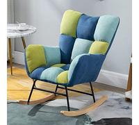 WIGSELBL Chaise à bascule inclinable en tissu Teddy rembourré avec dossier haut, chaises d'appoint modernes à bascule confortables pour chambre d'enfant, salon (couleur : bleu-2)