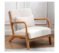 WIGSELBL Chaise d'appoint avec coussin lombaire, chaise de salon moderne en tissu de lin du milieu du siècle avec accoudoirs et cadre en bois, chaise de salon moderne rembourrée du milieu du siècle