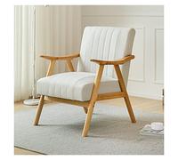 WIGSELBL Chaise d'appoint moderne du milieu du siècle, chaise de salon rembourrée confortable, chaise de lecture rembourrée en tissu avec accoudoirs, cadre en bois, fauteuils rembourrés doux pour le