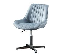 WIGSELBL Chaise de bureau pivotante sans accoudoirs sans roulettes, dossier moyen en cuir synthétique, chaise d'ordinateur moderne pour bureau à domicile (bleu)