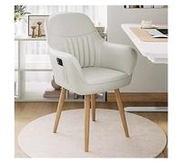 WIGSELBL Chaise de bureau sans roues, chaises de salle à manger pivotantes en bois, chaise rembourrée confortable, chaise de bureau moderne mignonne, fauteuils en velours du milieu du siècle pour