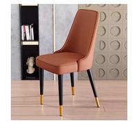 WIGSELBL Chaise de salle à manger moderne du milieu du siècle avec pieds en métal pour cuisine, salon, chaises d'appoint rembourrées en similicuir avec coussin d'assise (couleur : marron)