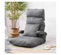 WIGSELBL Chaise de sol avec accoudoirs et oreiller, chaise longue pliable, 5 positions, réglable, confortable, fauteuil de jeu inclinable, sièges rembourrés pour adultes (gris)