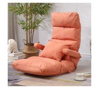 WIGSELBL Chaise de sol avec accoudoirs et oreiller, chaise longue pliable, 5 positions, réglable, confortable, fauteuil de jeu inclinable, sièges rembourrés pour adultes (orange)