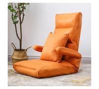 WIGSELBL Chaise de sol réglable d'intérieur pliable avec accoudoirs et oreiller, canapé pliable confortable pour chambre à coucher (orange)