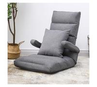 WIGSELBL Chaise de sol réglable d'intérieur pliable avec accoudoirs et oreiller, canapé pliable confortable pour chambre à coucher (gris)