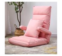 WIGSELBL Chaise de sol réglable d'intérieur pliable avec accoudoirs et oreiller, canapé pliable confortable pour chambre à coucher (rose)