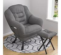 WIGSELBL Chaise paresseuse moderne en tissu de coton capitonnée simple avec ottoman portable, fauteuil inclinable moderne en velours avec une poche latérale et un dossier rembourré épais (couleur