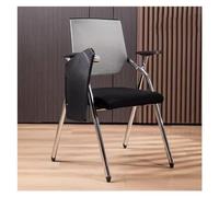 WIGSELBL Chaises de bureau pliantes avec bras attaché, chaise d'étudiant en maille avec soutien lombaire, chaise de bureau pliable empilable avec cadre en métal (gris)