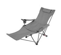 WIGSELBL Chaises de camping inclinables avec repose-pieds, chaise longue pliante, support de 181,4 kg, chaise de camping réglable avec coussin pour adultes (gris)