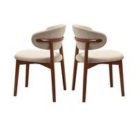 WIGSELBL Chaises de salle à manger en bois en tissu doux chaises d'appoint de salon avec dossier incurvé pour cuisine, chaises modernes de cuisine et de salle à manger du milieu du siècle avec siège
