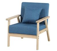 WIGSELBL Chaises de salon Chaise de lecture en tissu de lin Chaise de canapé moderne du milieu du siècle Chaise d'appoint salon avec cadre en bois Fauteuil confortable rembourré, chaise d'appoint avec