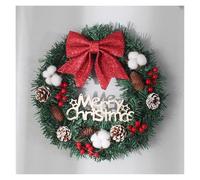 WIGSELBL Couronnes de Noël décoratives for Porte d'entrée avec nœud Rouge, Couronne de Noël for cheminée, Mur ou fenêtre.(Style-2,30 * 30cm)