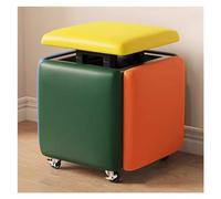WIGSELBL Cube 5 en 1 avec roulettes pivotantes, pouf carré en cuir, empilable, repose-pieds mobile sur roulettes, tabouret multifonctionnel (multicolore)