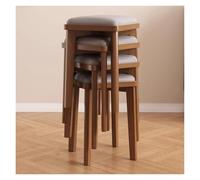 WIGSELBL Ensemble de 4 tabourets de Bar Ronds empilables en Bois, sans Dossier, for Salle à Manger, Cuisine, Salon ou Salle de Classe.(Grey)