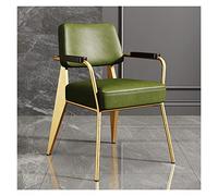 WIGSELBL Fauteuil d'appoint en cuir Fauteuil club confortable Fauteuil vintage du milieu du siècle pour salon, canapé simple, fauteuil salon pour petit espace canapé de bureau (couleur : vert)