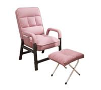 WIGSELBL Fauteuil d'appoint moderne avec repose-pieds, dossier réglable sur 5 positions, cadre en métal, fauteuil de lecture confortable avec poches latérales (rose)