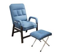 WIGSELBL Fauteuil d'appoint moderne avec repose-pieds, dossier réglable sur 5 positions, cadre en métal, fauteuil de lecture confortable avec poches latérales (bleu)