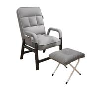 WIGSELBL Fauteuil d'appoint moderne avec repose-pieds, dossier réglable sur 5 positions, cadre en métal, fauteuil de lecture confortable avec poches latérales (gris)