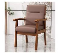 WIGSELBL Fauteuil d'appoint rembourré en bois avec assise épaisse, chaises de bureau ou de réception en similicuir (marron)