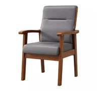 WIGSELBL Fauteuil d'appoint rembourré en bois avec assise épaisse, chaises de bureau ou de réception en similicuir (gris)