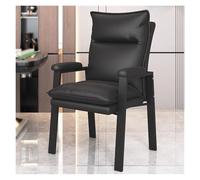WIGSELBL Fauteuil de réception classique en cuir avec accoudoirs rembourrés et cadre en métal, fauteuil d'appoint pour bureau, fauteuil d'appoint avec dossier haut (Nero)