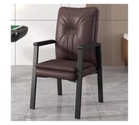 WIGSELBL Fauteuil de réception classique en cuir avec accoudoirs rembourrés et cadre en métal, fauteuil d'appoint pour bureau, fauteuil d'appoint avec dossier haut (marron)