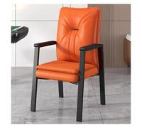 WIGSELBL Fauteuil de réception classique en cuir avec accoudoirs rembourrés et cadre en métal, fauteuil d'appoint pour bureau, fauteuil d'appoint avec dossier haut (orange)