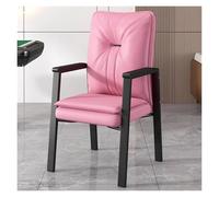 WIGSELBL Fauteuil de réception classique en cuir avec accoudoirs rembourrés et cadre en métal, fauteuil d'appoint pour bureau, fauteuil d'appoint avec dossier haut (rose)