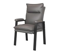 WIGSELBL Fauteuil de réception classique en cuir avec accoudoirs rembourrés et cadre en métal, fauteuil d'appoint pour bureau, fauteuil d'appoint avec dossier haut (gris)