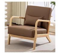 WIGSELBL Fauteuil de salon, chaise d'appoint moderne du milieu du siècle avec oreiller, chaise de lecture confortable avec cadre en bois pour le salon (marron)