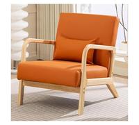 WIGSELBL Fauteuil de salon, chaise d'appoint moderne du milieu du siècle avec oreiller, chaise de lecture confortable avec cadre en bois pour le salon (orange)