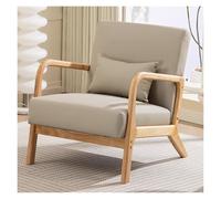 WIGSELBL Fauteuil de salon, chaise d'appoint moderne du milieu du siècle avec oreiller, chaise de lecture confortable avec cadre en bois pour le salon (gris-1)