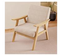 WIGSELBL Fauteuil de salon, fauteuil d'appoint rembourré simple avec assise et pieds en bois, chaise de lecture pour chambre à coucher, salle d'attente (linen-2)