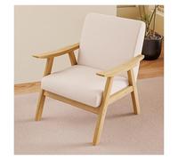 WIGSELBL Fauteuil de salon, fauteuil d'appoint rembourré simple avec assise et pieds en bois, chaise de lecture pour chambre à coucher, salle d'attente (linen-1)