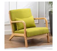 WIGSELBL Fauteuil du milieu du siècle avec cadres en bois, canapé de loisirs, chaise moderne inclinable avec oreiller, fauteuil de salon rembourré à dossier haut avec coussin doux pour le salon